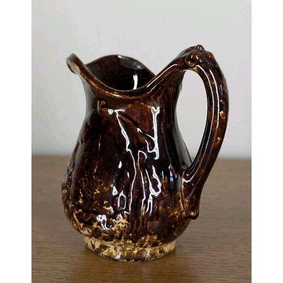 Vintage Bennington Rockingham Yellowware Spongeware Stoneware Pottery Pitcher - Picture 2 of 12